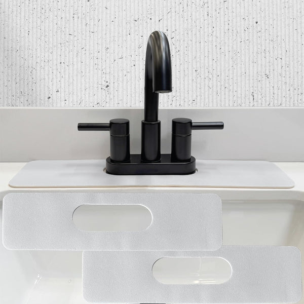 Faucet Mat Bathroom Sink Oval-Hole :  Diatomite Rubber Bathroom Sink Splash Guard Oval Hole 2 Packs (Light Gray)