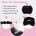 Makeup Headbands, 1Pcs Black Spa Headband Fluffy Bow Tie Headband Microfiber Face, and 2Pcs Wrist Spa Wash Band Absorbent Wristbands, for Washing Face Skin Care