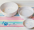 Abode Homewares Terrazzo Brights 5 Cup Durable Melamine Pet Bowls, Shatter-Resistant and Dishwasher-Safe Food and Water Bowl Set for Large Dogs - Beige, Multicolor - Set of 2