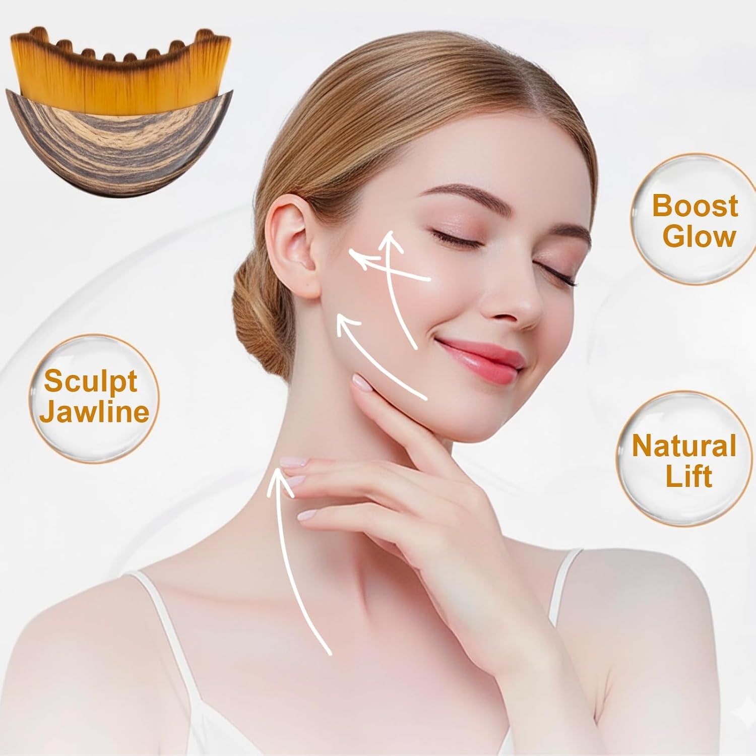 Stainless Steel Gua Sha Tool & Lymphatic Drainage Face Brush Set,  Facial Massage Kit for Jawline Sculpting Puffiness Lifting Relaxation, Contour Face Brush with Storage Case