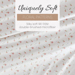 4 Piece Queen Sheet Set - Breathable, Double-Brushed Patterned Cooling Sheets – Oeko-Tex Certified Ultra Soft & Wrinkle-Free 16" Deep-Pocket Queen Sheets - Easy Care Soft Floral Pink
