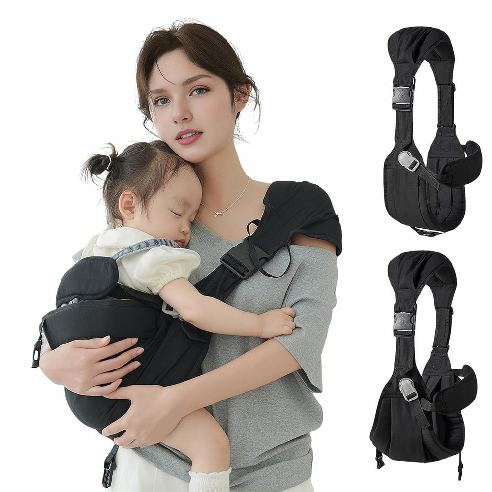 Baby Sling Carrier, Baby Carrier Newborn to Toddler Wrpas Carrier Essentials Safety, Portable and Lightweight, Ergonomic-Designed, Non-Slip Hip Seat Carrying 8-55Lbs(Black)