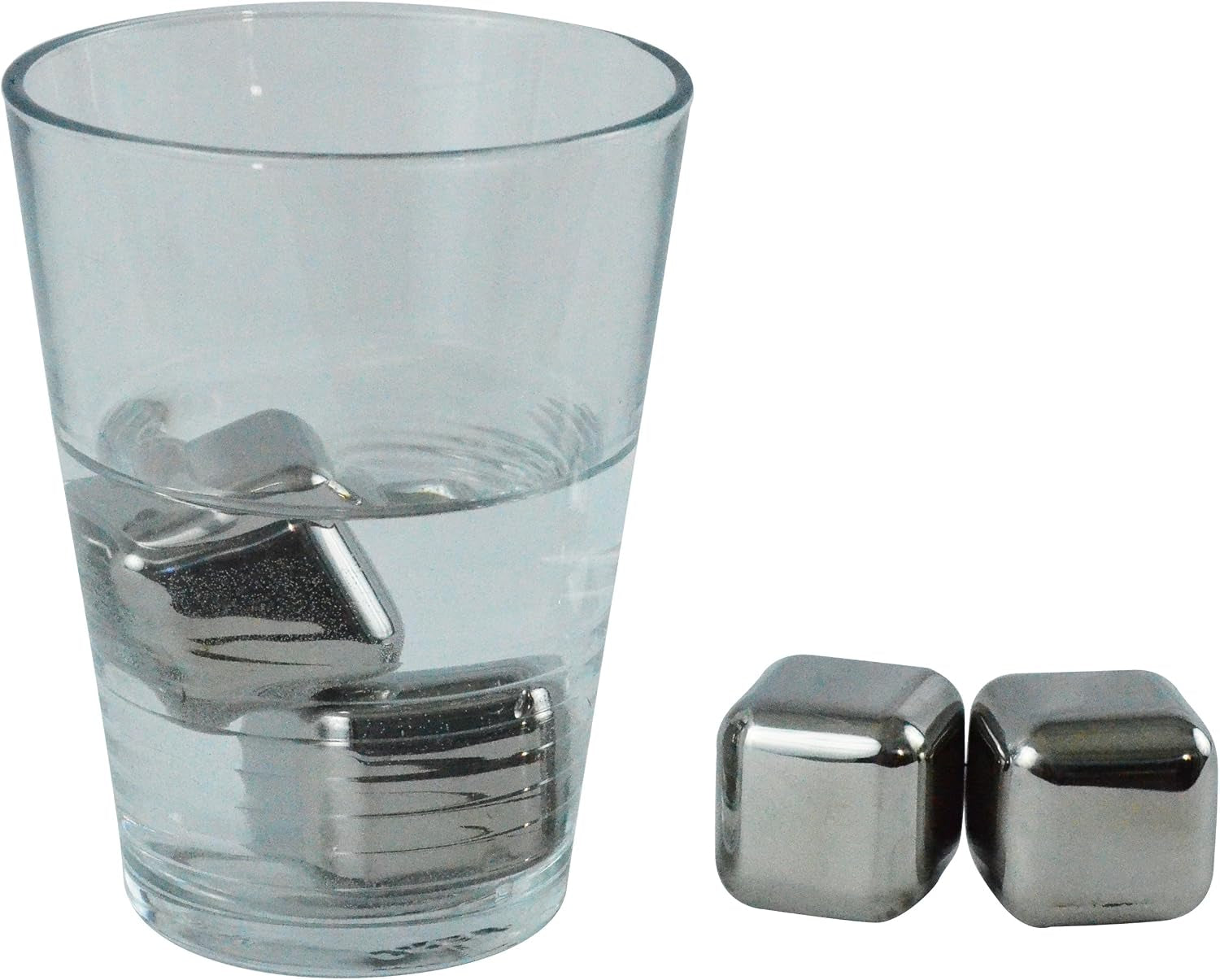 Reusable Ice Cubes Stainless Steel Chilling Stones for Whiskey Wine Beverage, Set of 4