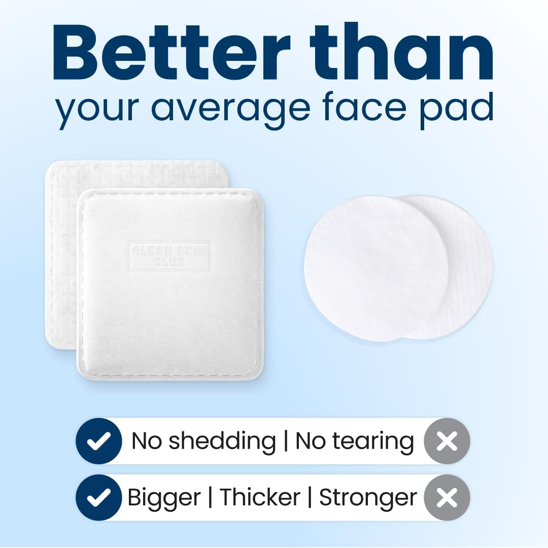 CleanÂ² Pads 2.0 [NEW & Improved Edges] Guaranteed Not to Shed & Tear Face Pads, Unique Triple Layers, Textured & Ultra Soft Side, Organic Disposable Cotton, Pair with Makeup Remover