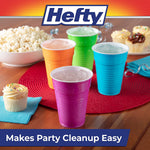 Party on Disposable Plastic Cups, Assorted, 16 Ounce, 100 Count