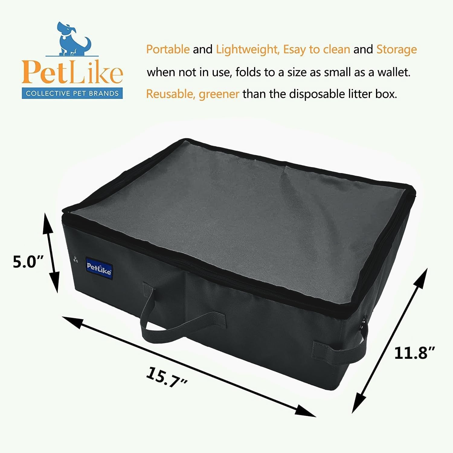 Travel Cat Litter Box, Leak-Proof Portable Litter Box, Collapsible Toilet Tray Carrier for Small Medium Cats (Black+Litter Box Liners, Medium)