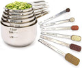 Measuring Cups & Spoons Set of 12, 18/08 Stainless Steel Kitchen Gadgets, Stackable Design with Long Handle Spoons, Fits in Spice Jars, Cooking & Baking Set for Dry & Liquid