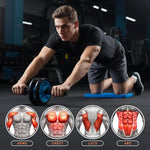 AB Wheel Roller Kit with Push-Up Bar, Knee Mat, Jump Rope and Hand Gripper - Home Gym Workout for Men Women Core Strength & Abdominal Exercis