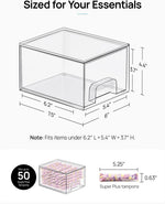 4 Pack Small Clear Stackable Storage Drawers,Acrylic Bathroom Makeup Organizer,Plastic Storage Bins for Vanity, Undersink, Kitchen Cabinets, Pantry, Home Organization