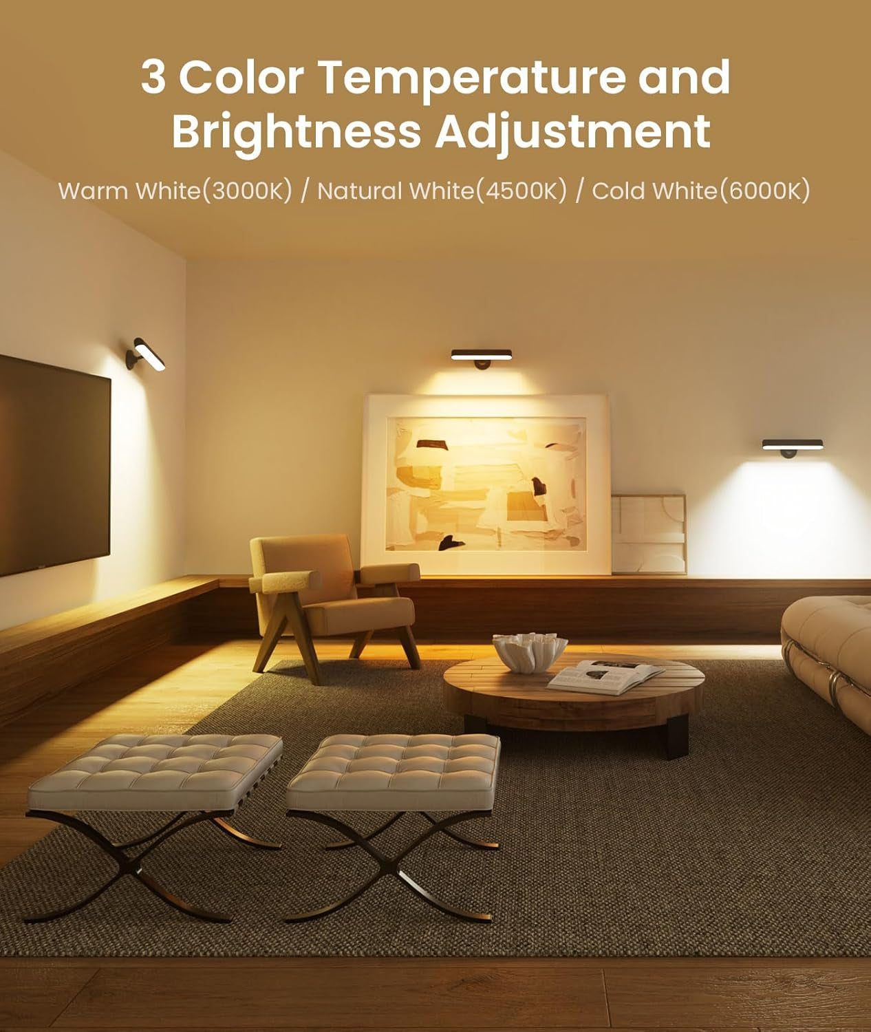 Rechargeable 7500Mah Battery Operated Wall Sconces for Bedroom,Led Wall Lights with Remote Control and Touch,360Â° Rotation,3 Colors Temperatures Dimmable Black Wall Lamps with 15 RGB Colors,2 Pack
