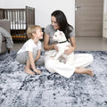 5X7 Area Rug Living Room Rug: Washable Modern Abstract Soft Thin Rug Indoor Floor No Slip Stain Resistant Carpet for Bedroom Dining Room Farmhouse Nursery Home Office - Black