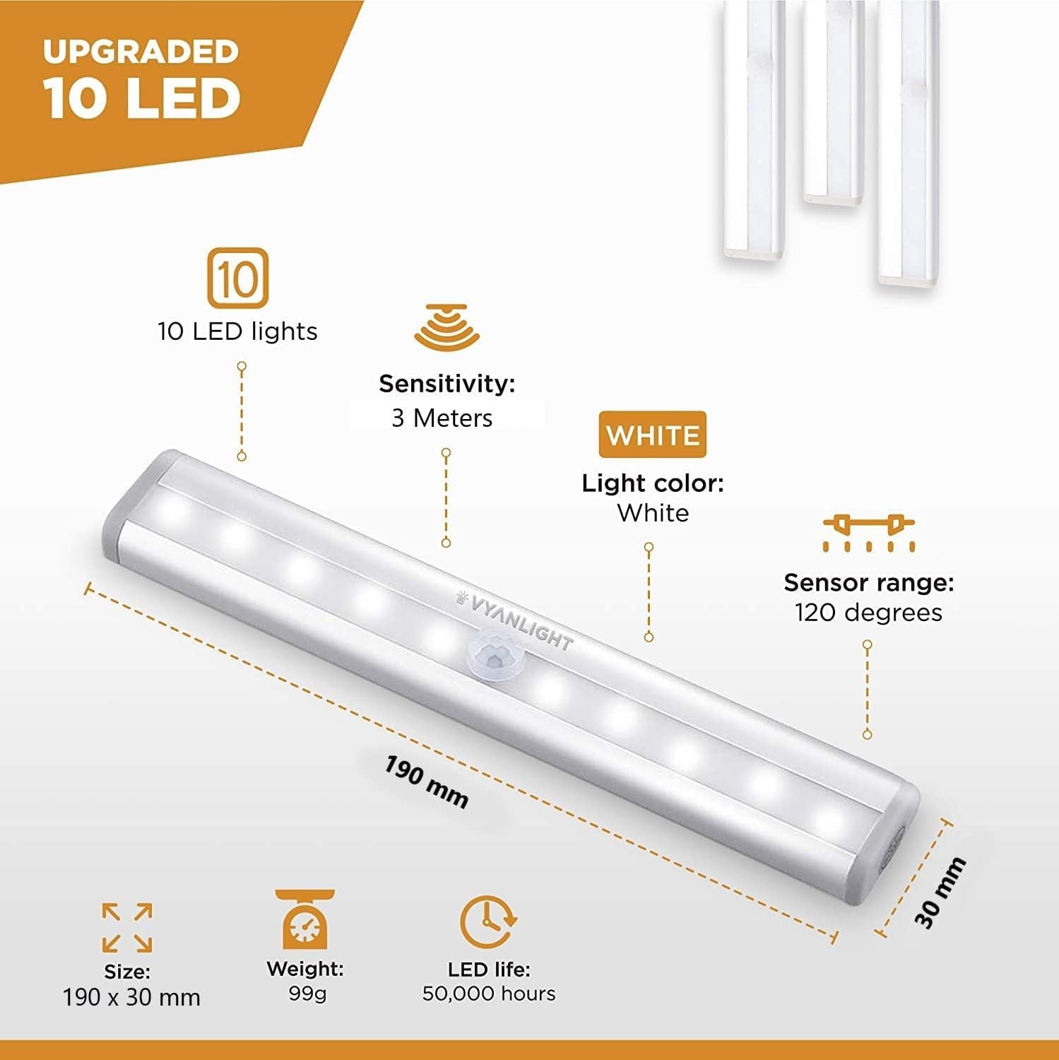 under Cabinet Lighting â€“ Motion Sensor Closet Lights, Battery Operated LED Strip Light Bar, Stick-On Wireless Indoor Lights for Kitchen, Pantry, Hallway, Stairs, 6 Pack