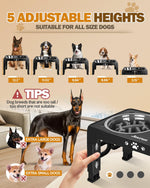 Elevated Dog Bowls for Small Medium Large Size Dogs, Non-Slip Dog Feeder with 2 Food Water Bowls, 2-5 Heights Adjustable Raised Bowls Stand
