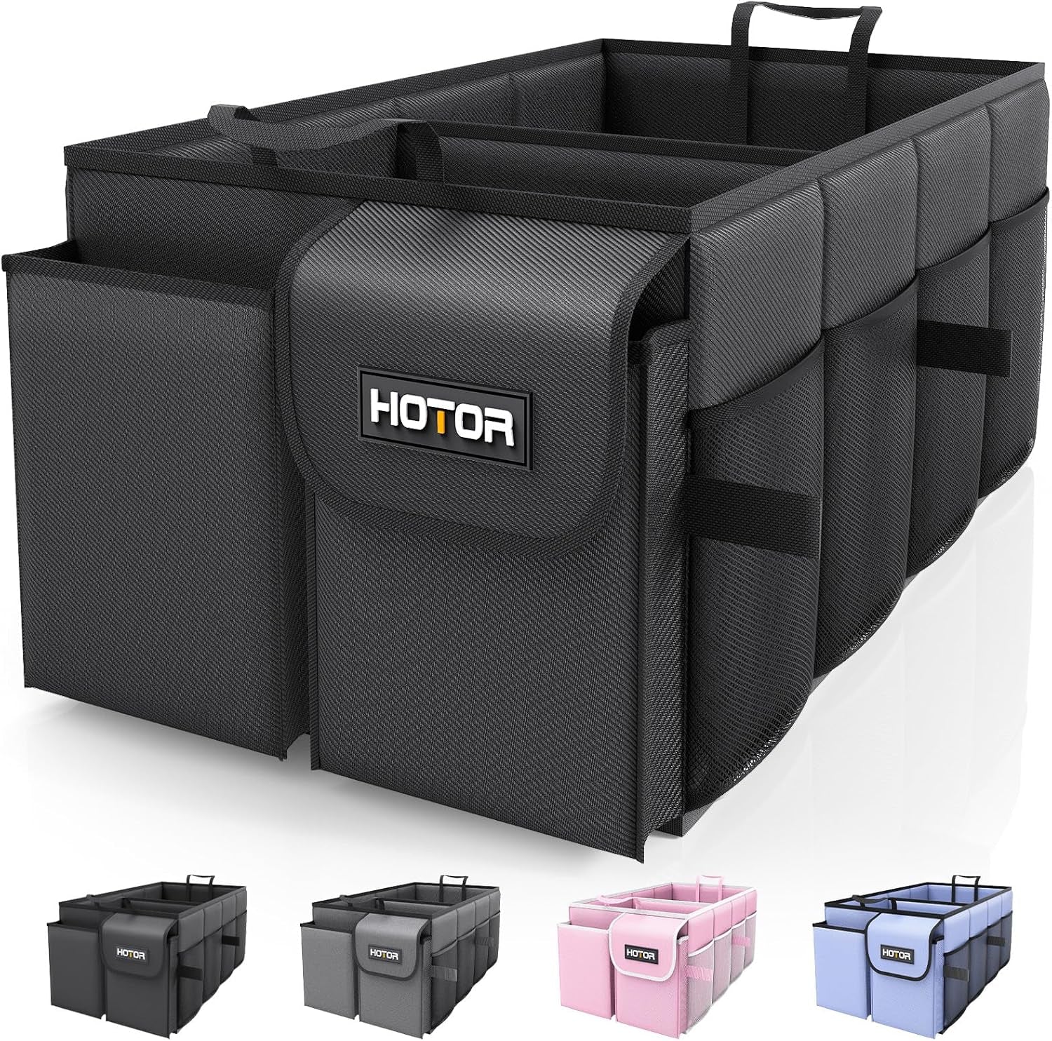 Trunk Organizer - Car Organizer, Foldable Trunk Organizer for Suvs & Sedans, Sturdy Car Organization for Car Accessories, Tools, Sundries, Black, 2 Compartments, 21.3"Ã—12.6"Ã—10.6"