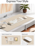 Leather Desk Pad Protector, Office Desk Mat, Large Mouse Pad, Non-Slip PU Leather Desk Blotter, Waterproof Laptop Desk Writing Pad for Office and Home (23.6" X 13.8", Eggshell)