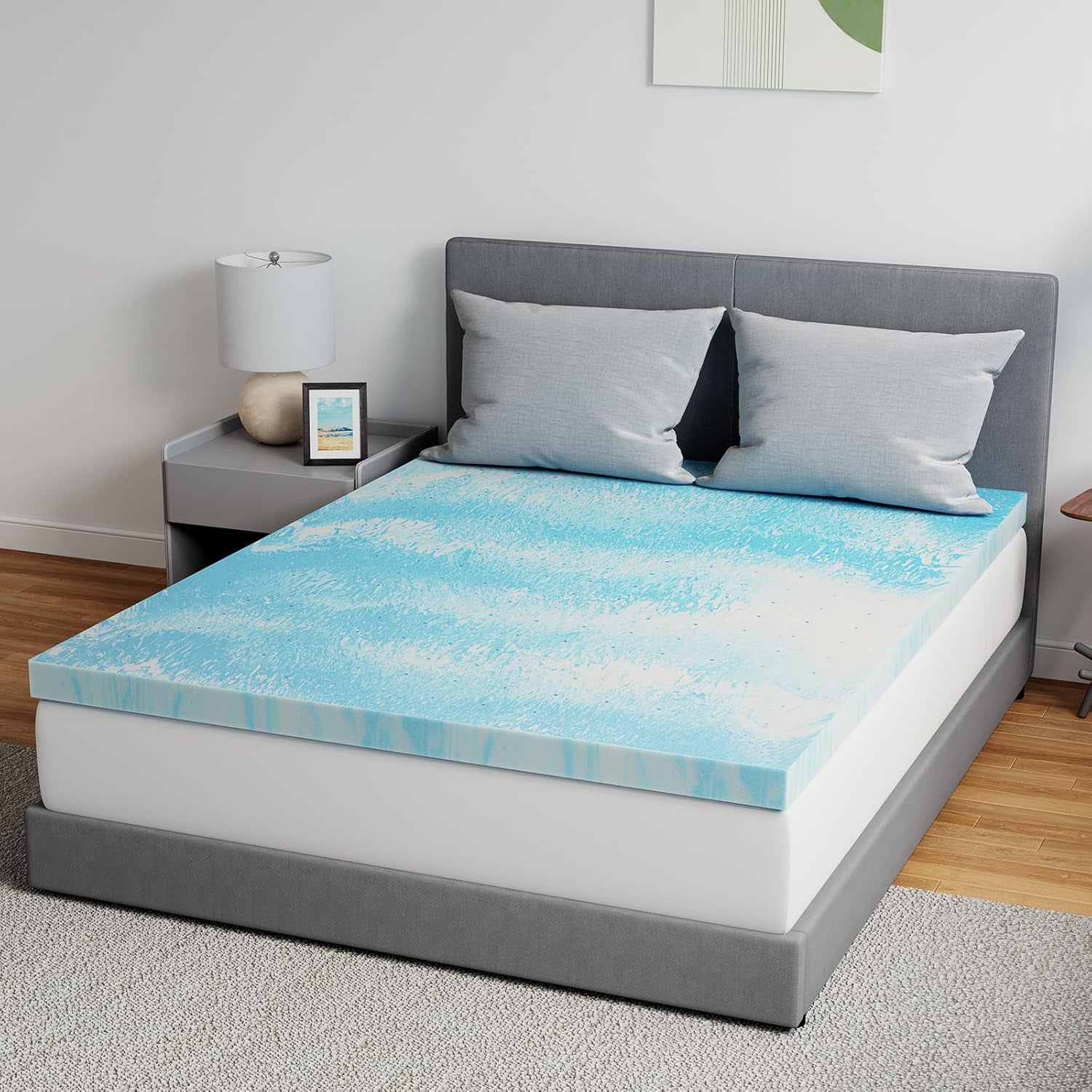 Memory Foam Mattress Topper Queen - 2 Inch Cooling Gel Infused Memory Foam | Slow-Rebound Pressure Relief | Certipur Certified | Comfort for Sleeper Sofa, RV, Camper, Dorm Room
