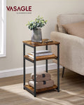 BARNET Collection - Side Table, Small End Table for Living Room, Modern Tall Nightstand, Bedroom, Office, Bathroom, Steel Frame, Rustic Brown and Ink Black ULET273B01