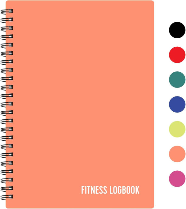 (Peach) - A5 Undated Workout Journal for Men & Women - Plastic Cover & Thick Paper - Planner Log Book to Track Weight Loss, Muscle Gain, Gym Exercise, Bodybuilding Progress