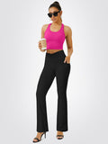 Yoga Pants Women, Flare Leggings for Women with Pockets Crossover High Waisted Bootcut Yoga Pants