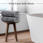 Pack of 2 Extra Large Bath Sheets 35 X 70 Inches, 100% Cotton, Larger & Lighter Weight, Quicker to Dry, Super Soft & Absorbent, Oversized Bath Towels, Dark Grey