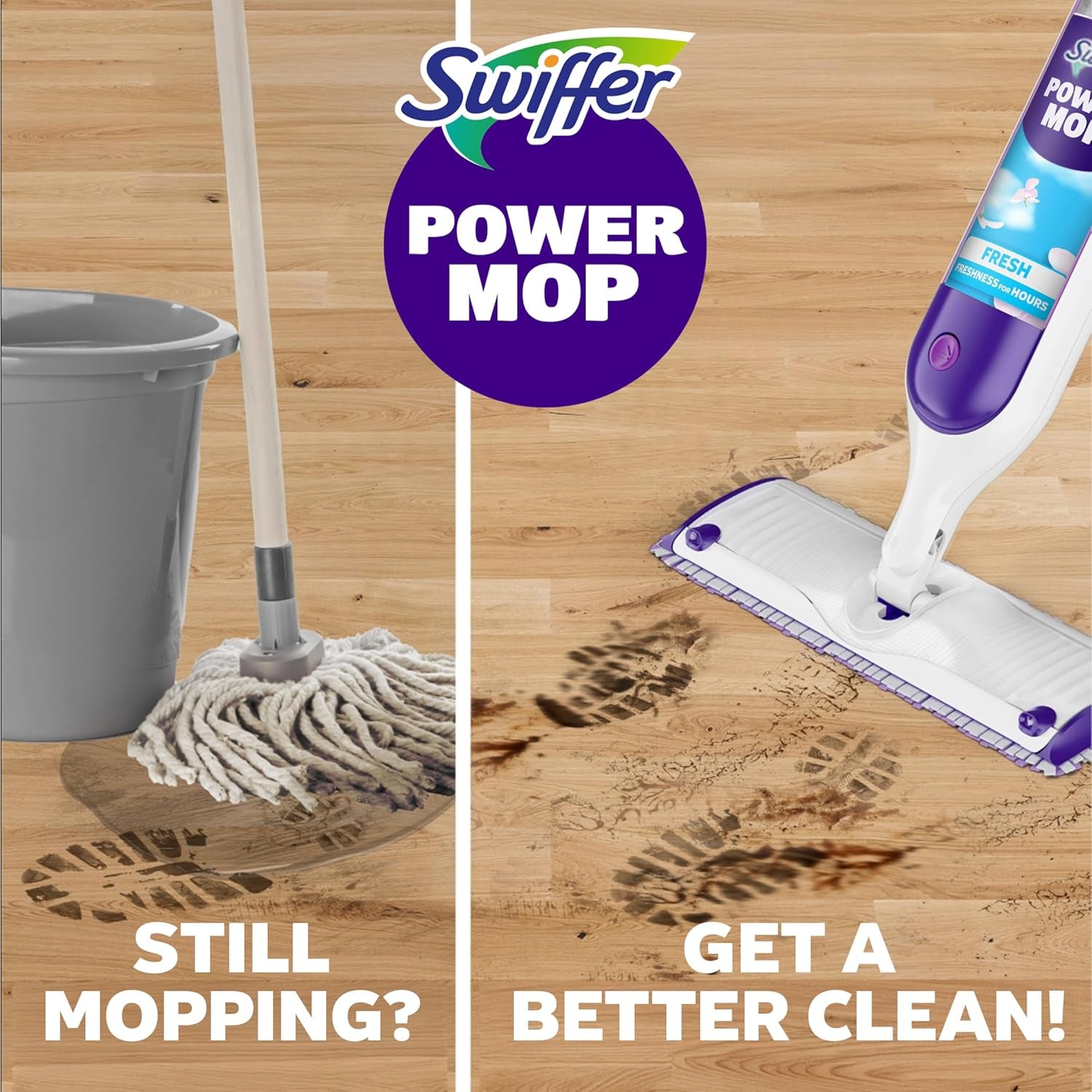 Powermop Multi-Surface Mop Kit for Floor Cleaning, Fresh Scent, Mopping Kit Includes Powermop, 2 Mopping Pad Refills, 1 Floor Cleaning Solution with Fresh Scent and 2 Batteries