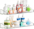 2 Pack Clear Shower Shelves for Tile Walls,Adhesive Acrylic Bathroom Shelves Organizer and Storage,No Drill Acrylic Shower Wall Caddy & Shelf,Floating Shelves for Makeup,Perfume,Shampoo Holder