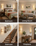 Battery Operated Wall Sconce, Rechargeable Wall Sconces Set of Two with Remote, 3 Color & 80 RGB Wireless Wall Mount Light, Dimmable, Timer, Peel and Stick, Fabric Linen Wall Lights for Bedroom