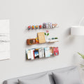 4 Pack Acrylic Shelves for Wall Storage,No Drilling Adhesive Shelves,Clear Stick on Bathroom Wall Shelf Organizers,Plastic Floating Shelves for Perfume,Funko,Lego,Skincare,Bookshelf for Kids
