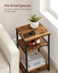 BARNET Collection - Side Table, Small End Table for Living Room, Modern Tall Nightstand, Bedroom, Office, Bathroom, Steel Frame, Rustic Brown and Ink Black ULET273B01