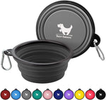 Collapsible Dog Bowls for Travel, 2-Pack Dog Portable Water Bowl for Dogs Cats Pet Foldable Feeding Watering Dish for Traveling Camping with Carabiners, BPA Free (Grey&Black, Small (Pack of 2))