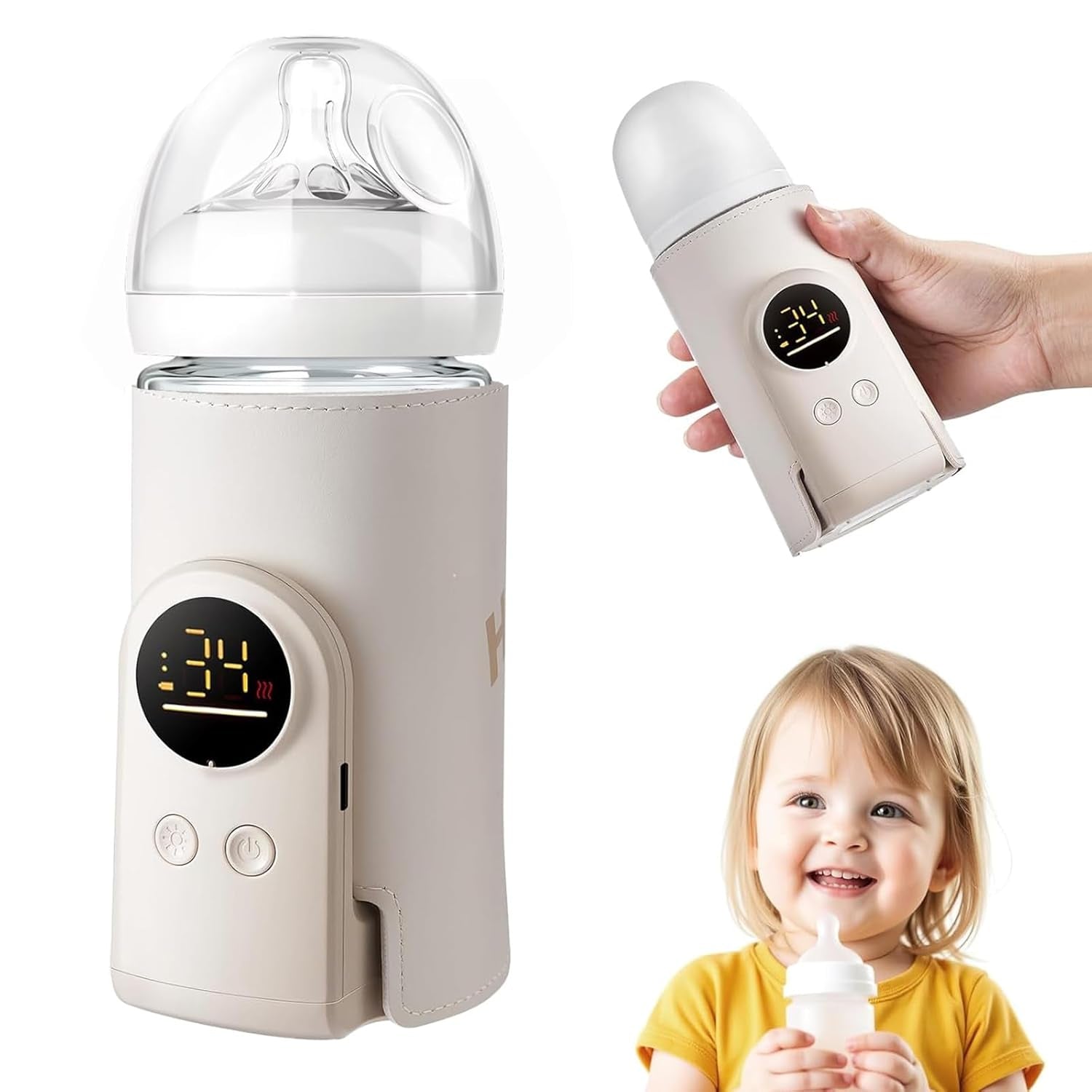 18W Portable Baby Bottle Warmer for Travel â€“ Fast, Waterless Milk Heater for Breastmilk & Formula | USB Rechargeable Bottle Warmer with Precise Temperature Control â€“ Essential for On-The-Go Feeding