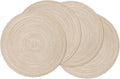round Braided Placemats Set of 4 Washable Place Mats for Dining Tables 15 Inch Non Slip Kitchen Table Mats (Beige, 4)