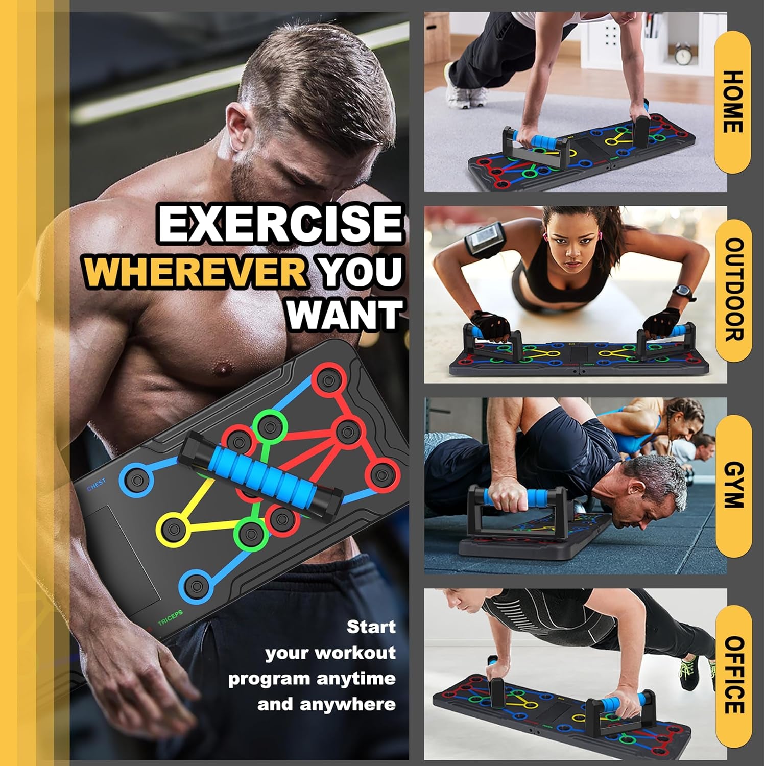 Solid Push up Board 15 in 1 Home Workout Equipment Multi-Functional Pushup Stands System Fitness Floor Chest Muscle Exercise Professional Equipment Burn Fat