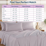 100% Cotton Queen Size Sheets – Crisp Percale Sheets Queen with 4 Pillowcases, with 15" Deep Pocket Sheet for Secure Fit, Ultra Soft & Cozy, Excellent Quality & Fit – Grey Lavender
