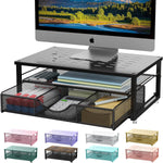 Computer Monitor Stand Riser, Desk Organizers and Accessories with Drawer, Office Desk Accessories & Workspace Desktop Organizers Storage for Printer Stand (Black)