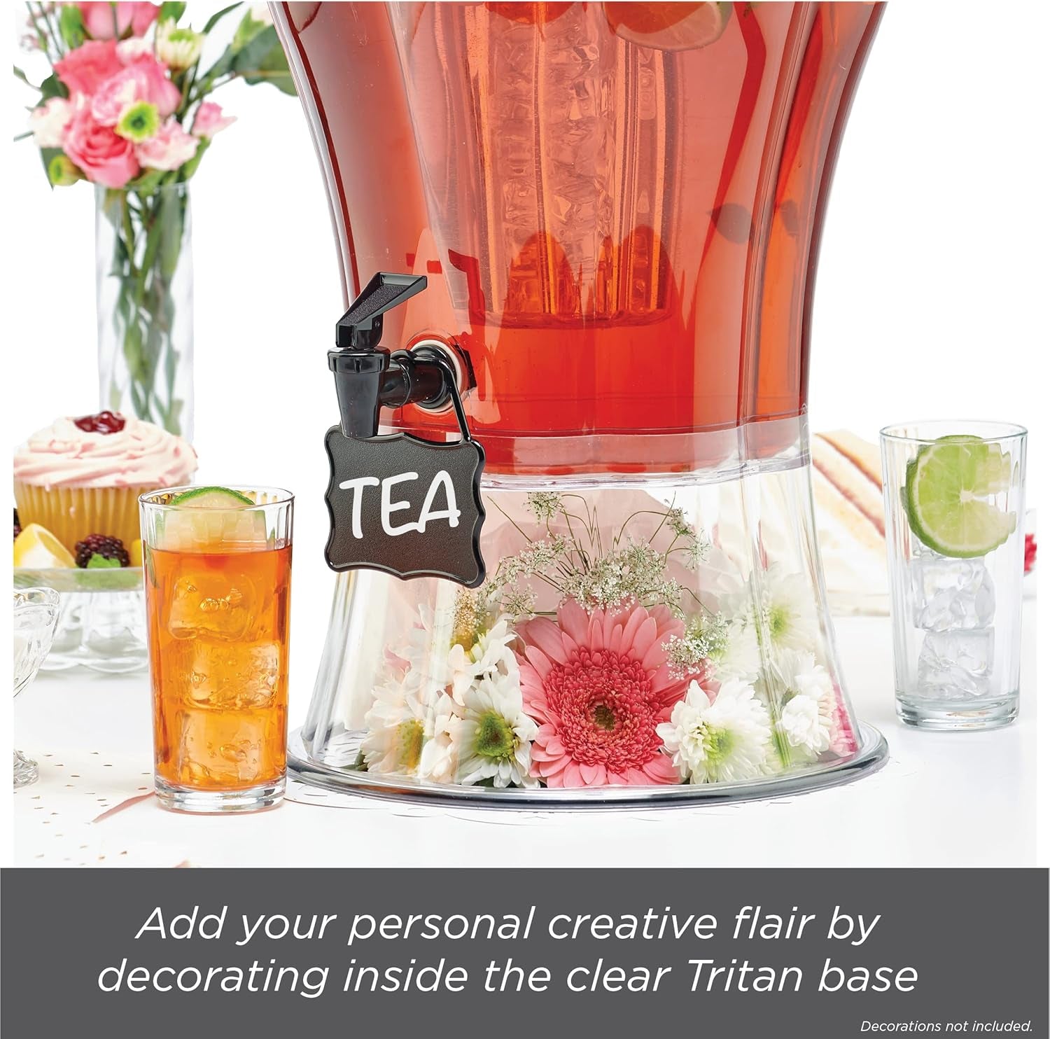 3.5 Gallon Clear Drink Dispenser - Built in Ice Cone and Spigot for Easy Pouring - Party-Perfect Serving Station with Chalk Board Tag