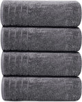 Pack of 4 Extra Large Bath Towels 30 X 60 Inches, 100% Cotton, Larger & Lighter Weight, Quicker to Dry, Super Soft and Absorbent, Perfect for Bathroom, Dark Grey