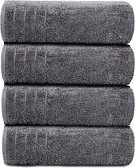 Pack of 4 Extra Large Bath Towels 30 X 60 Inches, 100% Cotton, Larger & Lighter Weight, Quicker to Dry, Super Soft and Absorbent, Perfect for Bathroom, Dark Grey