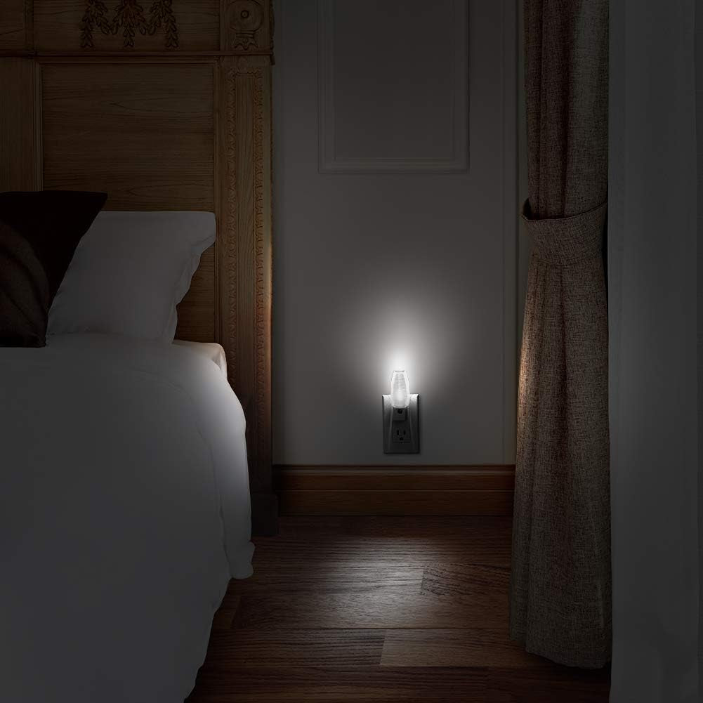 Plug in Night Light, Neutral White LED Nightlight, Dusk to Dawn Sensor, Kids, Nursery, Bedroom, Bathroom,Hallway, Stairs, Kitchen, 4 Pack