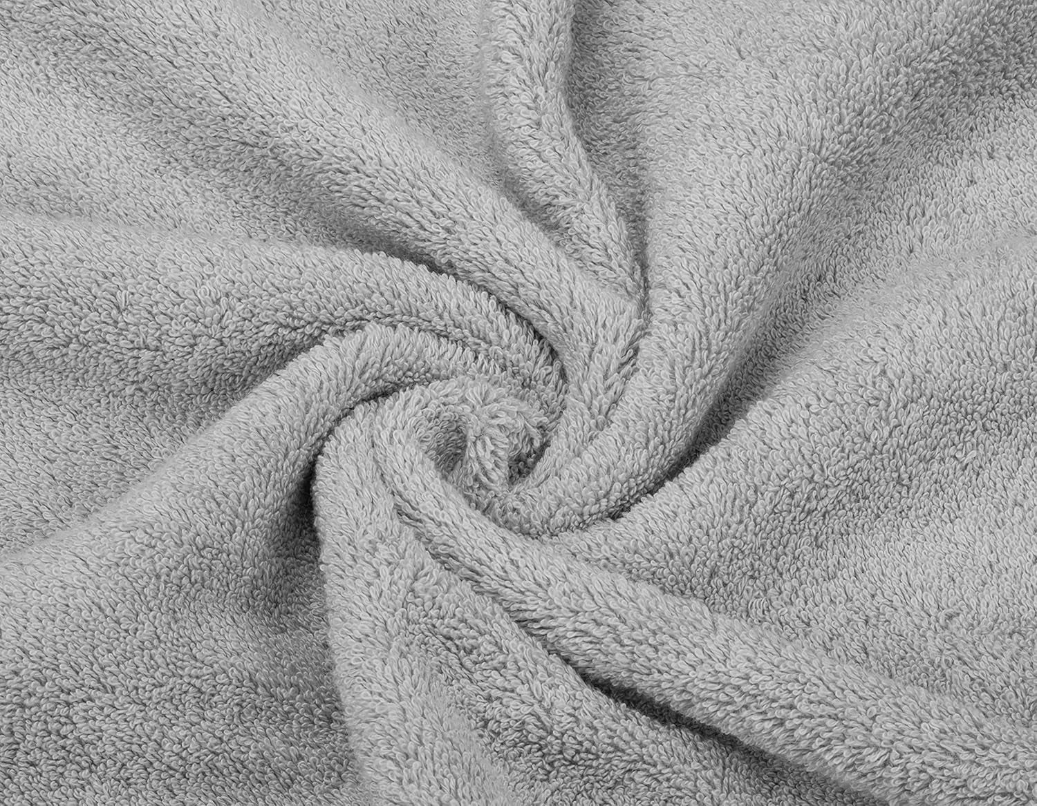 Luxury 6 Piece Towel Set, 2 Bath Towels 2 Hand Towel 2 Washcloths, 600 GSM 100% Cotton Turkish Towels for Bathroom, Light Grey Towel Sets