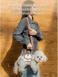 Outdoor Pet Multifunctional Crossbody Bag, Small Dog and Cat Carrier, Hands-Free Shoulder Sling, Adjustable Strap (Brown, Medium)