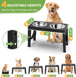Elevated Dog Bowls Large Breed Raised Dogs Bowl Stand Large/Medium Sized Dog Stainless Steel Food Water Bowl Stands 5 Heights Adjustable 9/11/12/14In Black Pet Feeder Dish Station