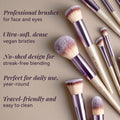 Makeup Brush Set 18 Pcs Professional Foundation Powder Concealers Eyeshadow Blush Synthetic Makeup Brushes with Labeled Instruction Black Case Upgraded Version