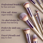 Makeup Brush Set 18 Pcs Professional Foundation Powder Concealers Eyeshadow Blush Synthetic Makeup Brushes with Labeled Instruction Black Case Upgraded Version