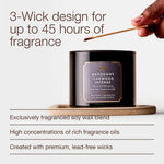 Mahogany Teakwood Intense 3-Wick Candle - Scented Candle for At-Home Use - Long-Lasting, Room-Filling Fragrance - High Fragrance Oil Concentration - Soy Wax Blend
