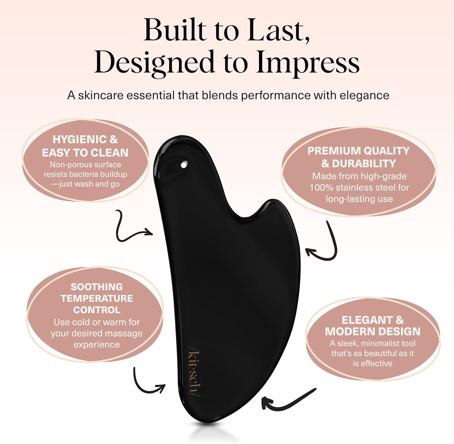 Stainless Steel Gua Sha Facial Tools - Guasha Tool for Face, Face Sculpting Tool, Neck Massager, Double Chin Reducer Gua Sha Tools, Lymphatic Drainage Massager, Facial Skin Care - Matte Black