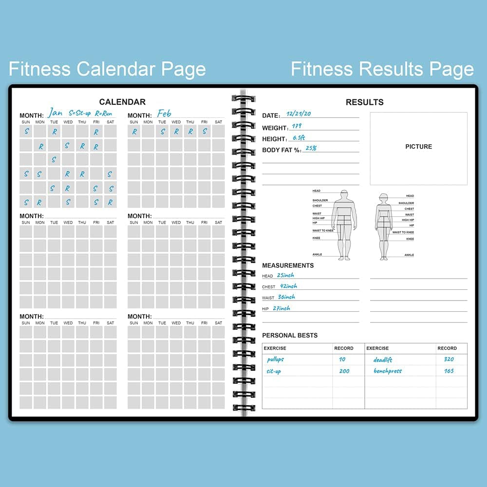 Workout Log for Women & Men - A5 Fitness Planner/Journal to Track Weight Loss, Workout Journal for GYM, Bodybuilding Progress - Daily Health & Wellness Tracker, Black