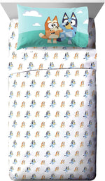 Bluey & Bingo 4 Piece Toddler Bedding Set – Includes Comforter, Sheets & Pillowcase, Super Soft Fade Resistant Microfiber, Official Licensed Toddler Bed Set for Boys and Girls, Blue