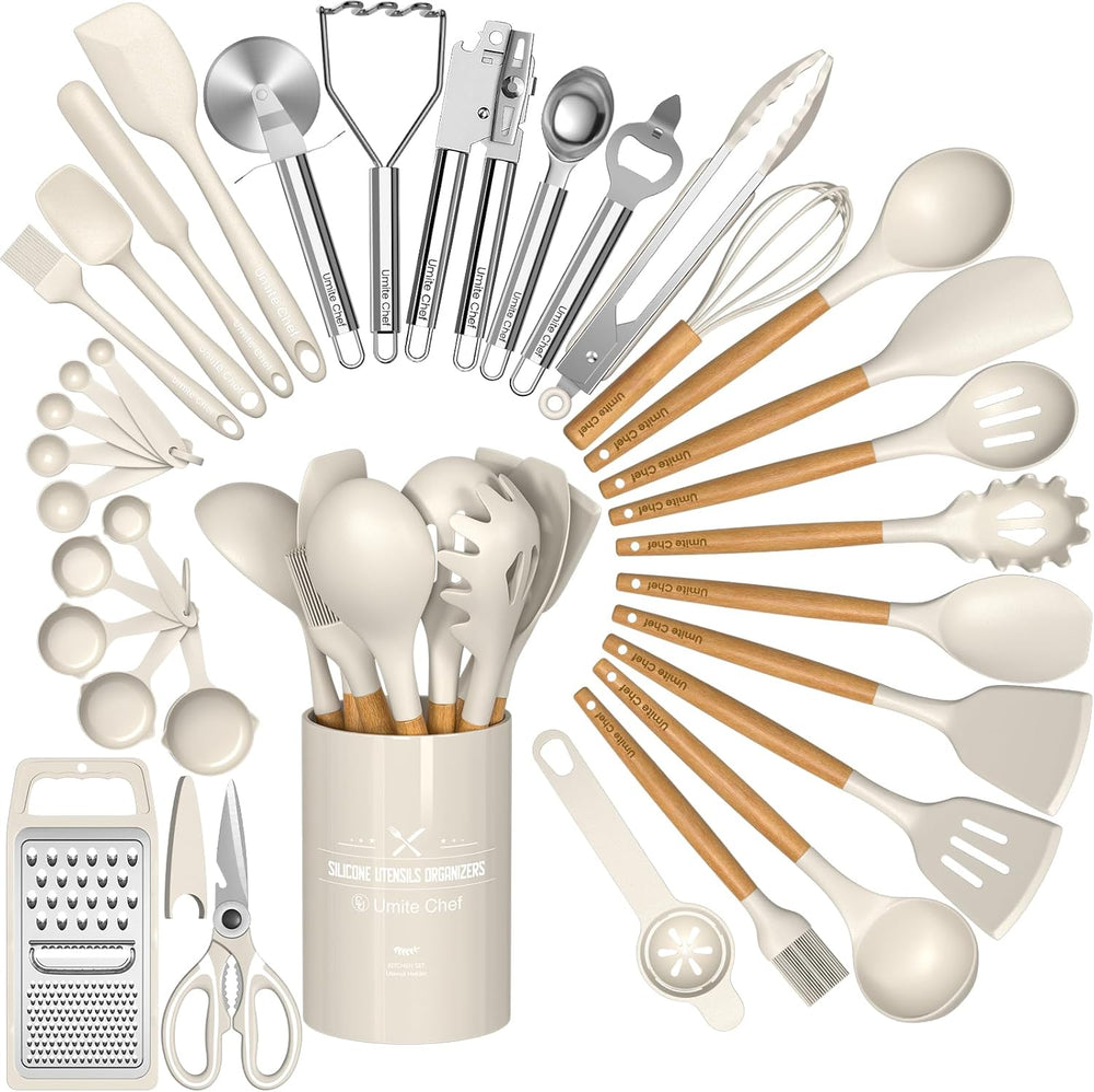 Food Grade Thickened Silicone (Stainless Steel Core) Kitchen Gadgets Tools Set - Kitchen Cooking Utensils Set, Heat Resistant Kitchen Spatula Tools Set