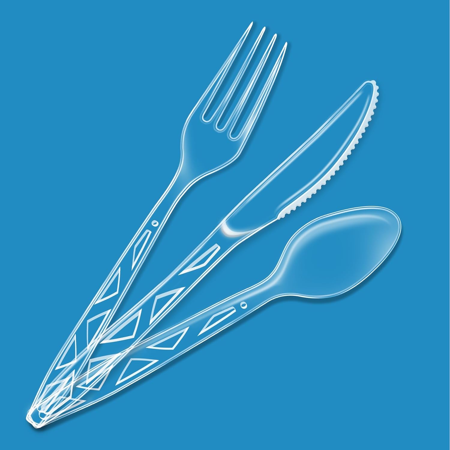 Disposable Clear Plastic Cutlery Set, Premium Quality, Strong, 192 Count, Large Combo Pack Forks, Spoons and Knives